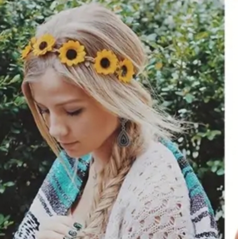 4/$15 Sunflower Headband for Women Handmade Summer Hair Boho Wedding Hair
